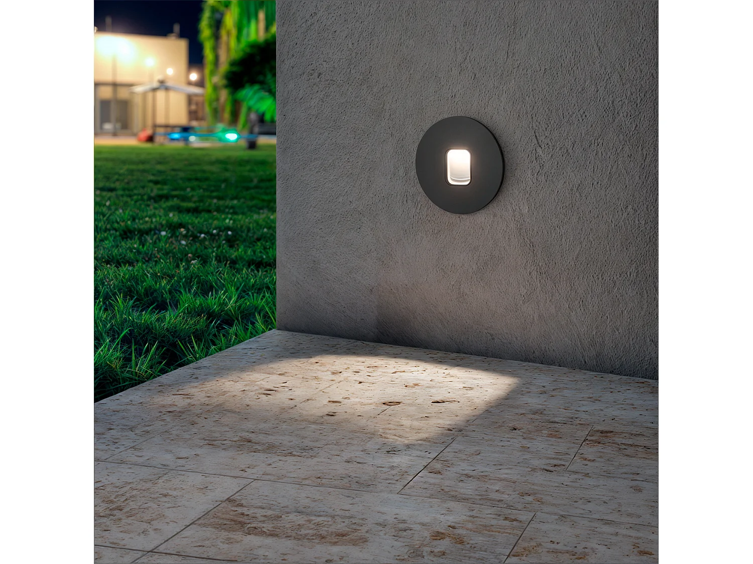 Balise LED Extérieure 2W Encastrable au Mur Ronde Olite Grise 4000K Blanc neutre