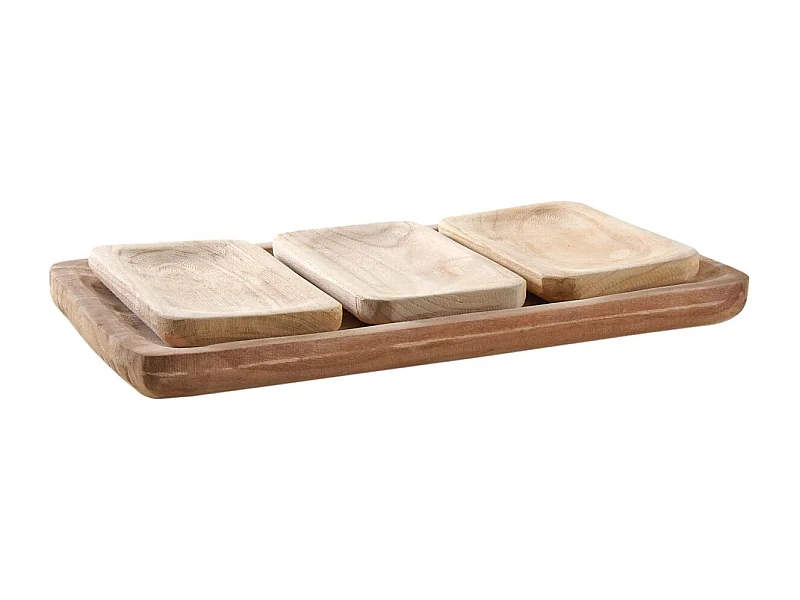 Ensemble de 4 plateaux assortis en paulownia