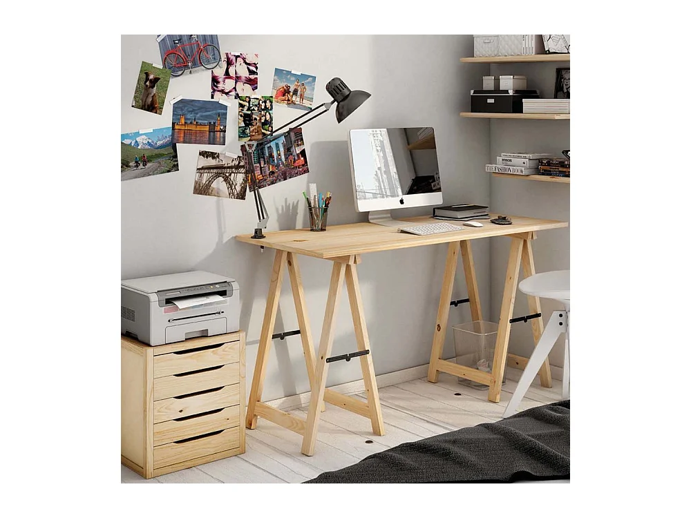 Schreibtischplatte aus massivem Kiefernholz 120 x 60 cm