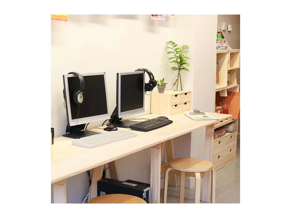 Schreibtischplatte aus massivem Kiefernholz 120 x 60 cm