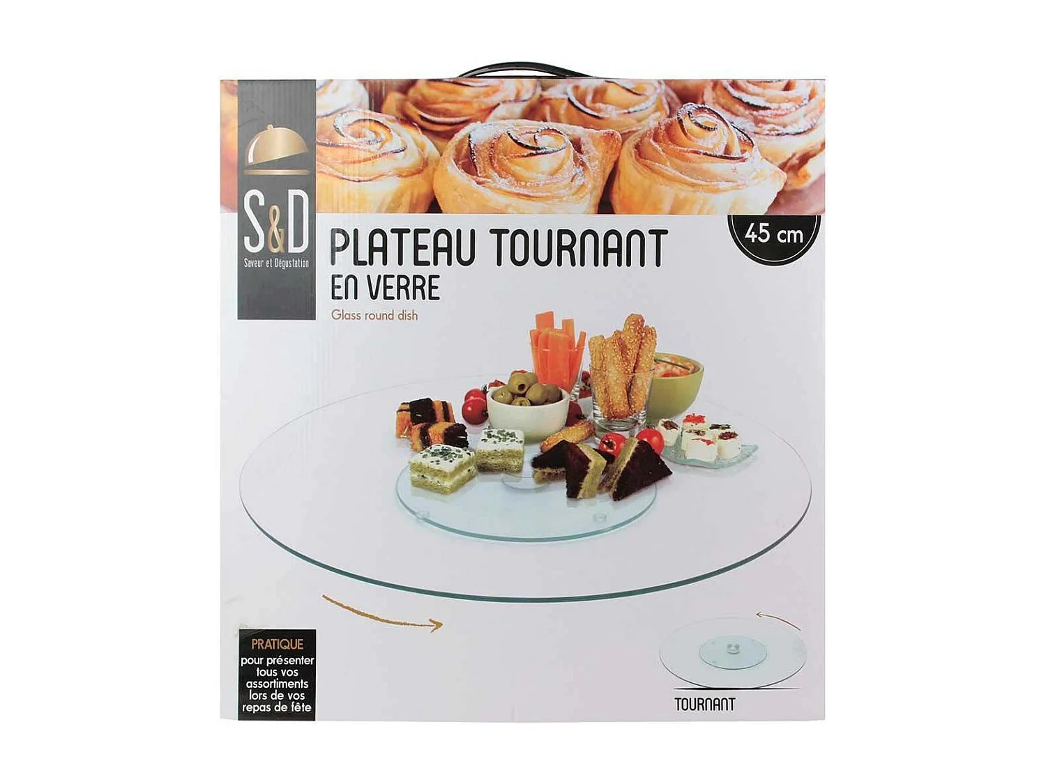 Plateau Verre Tournant 45cm Transparent