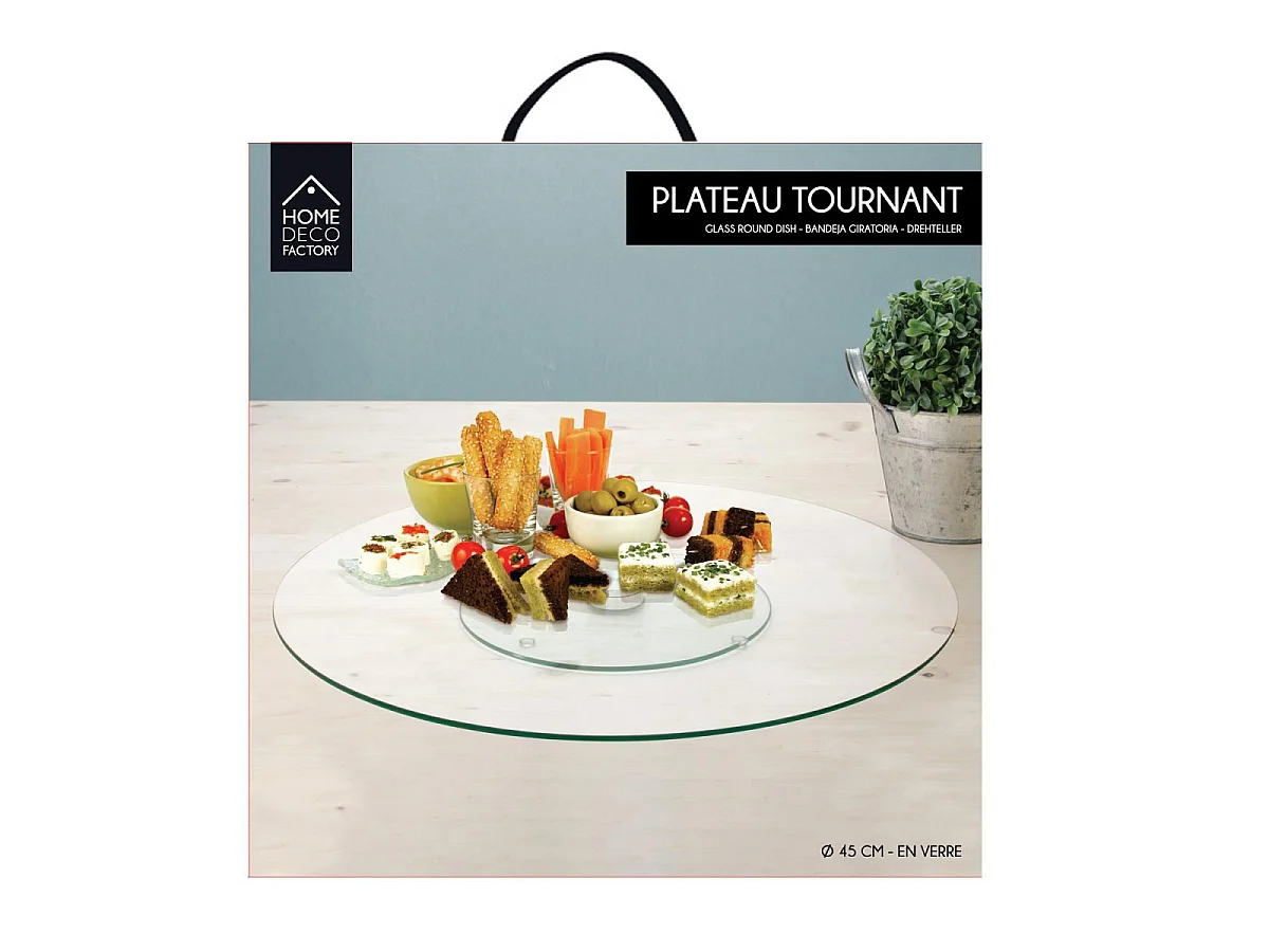 Plateau Tournant - HOME DECO FACTORY - Verre - Transparent - 45 cm