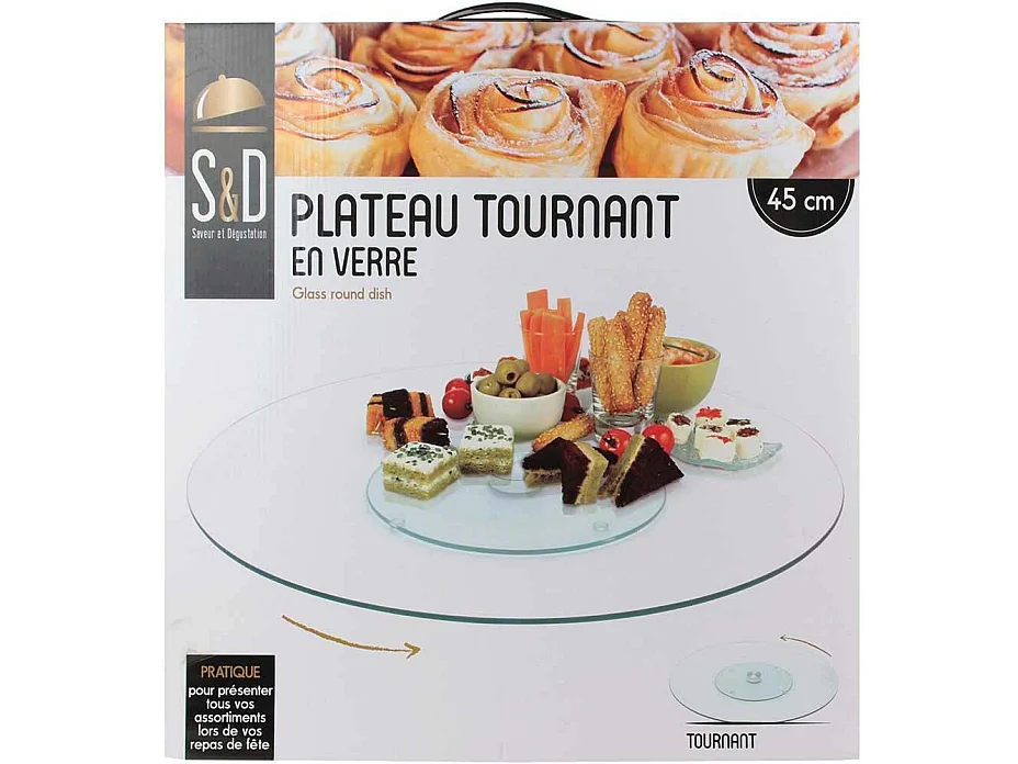Plateau Tournant - HOME DECO FACTORY - Verre - Transparent - 45 cm