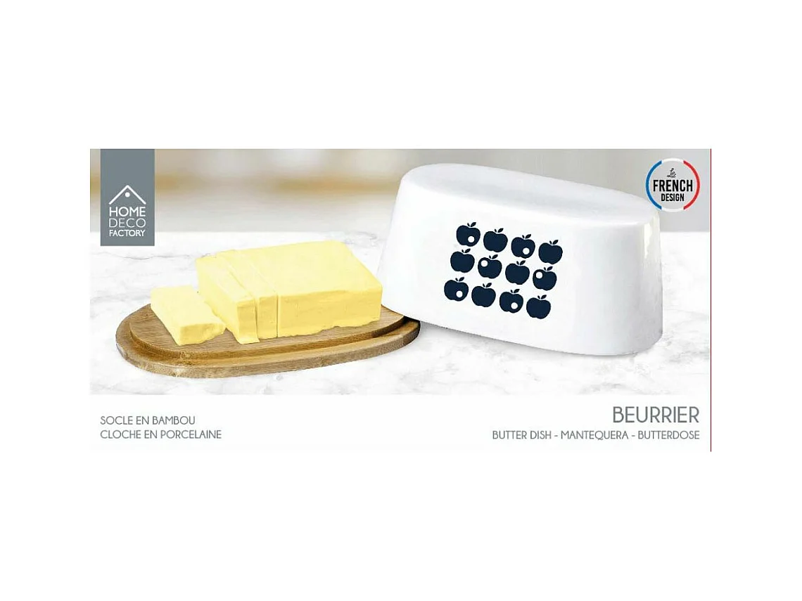 Portaburro in porcellana con vassoio in bambù Retro