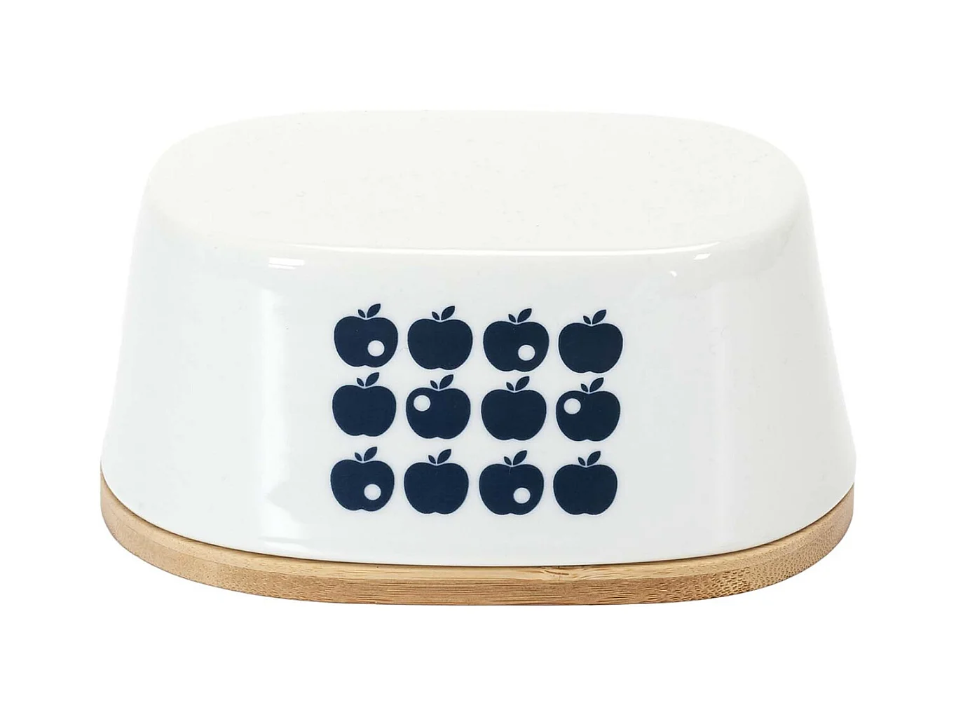 Beurrier en porcelaine plateau en bambou Rétro