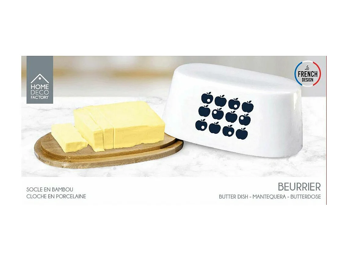 Portaburro in porcellana con vassoio in bambù Retro