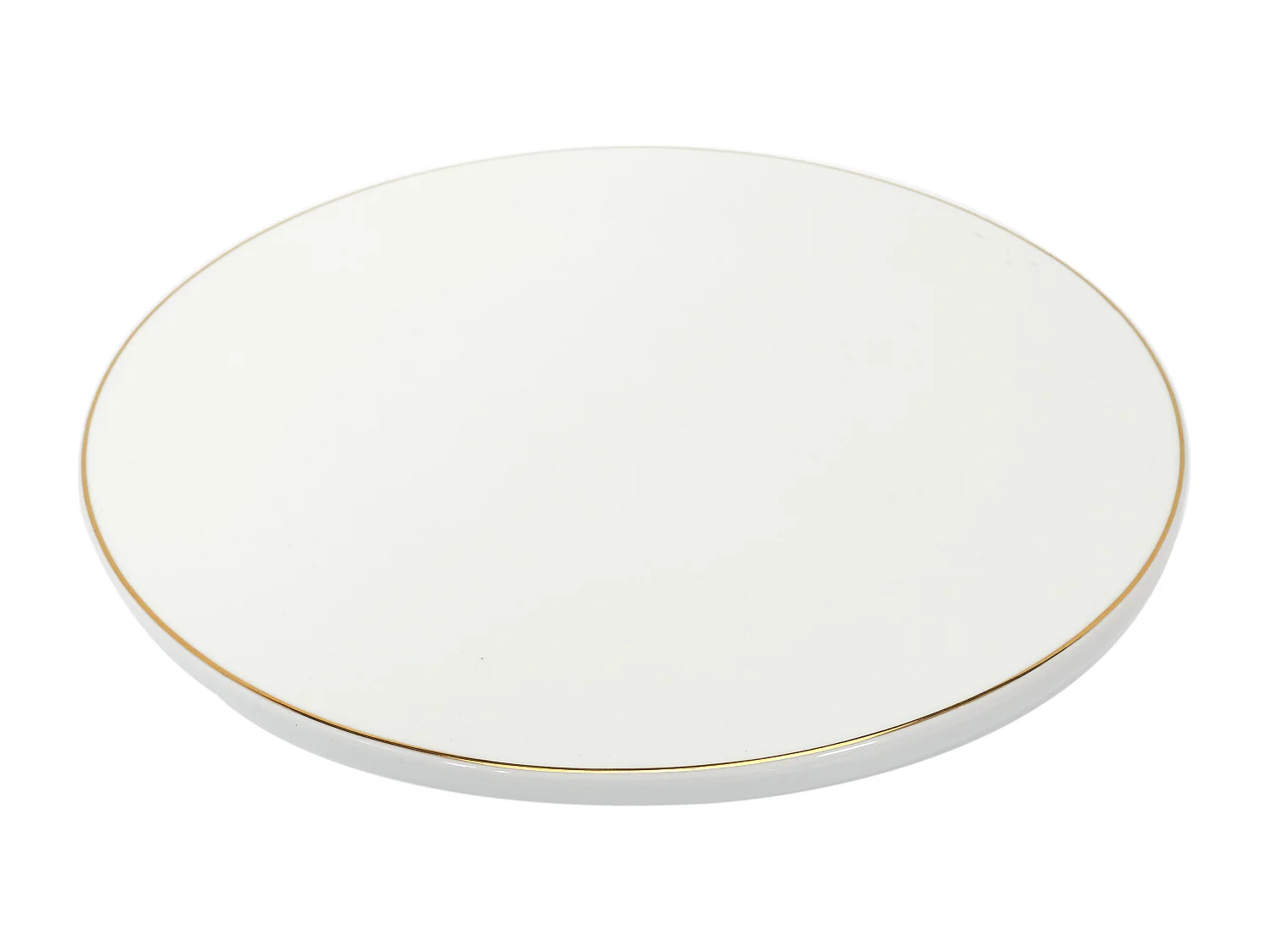 Support A Gateau Porcelaine Lisere Dore Or, Blanc