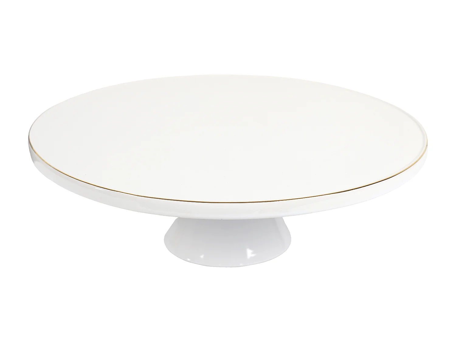 Support A Gateau Porcelaine Lisere Dore Or, Blanc