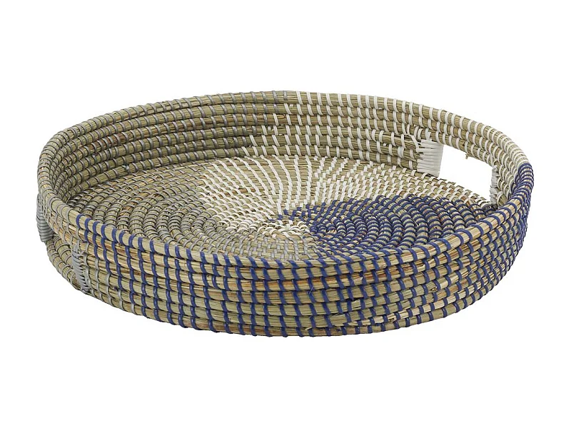 Plateau rond en jonc de mer