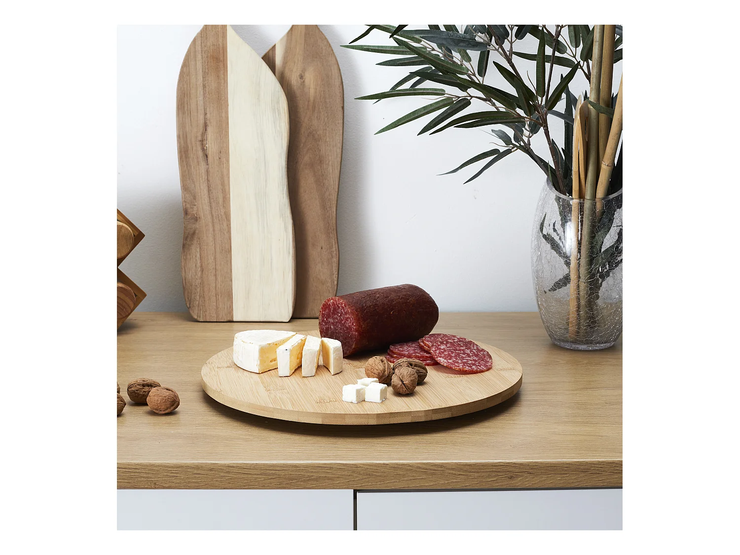 Runde Drehplatte aus Bambus "Green attitude"