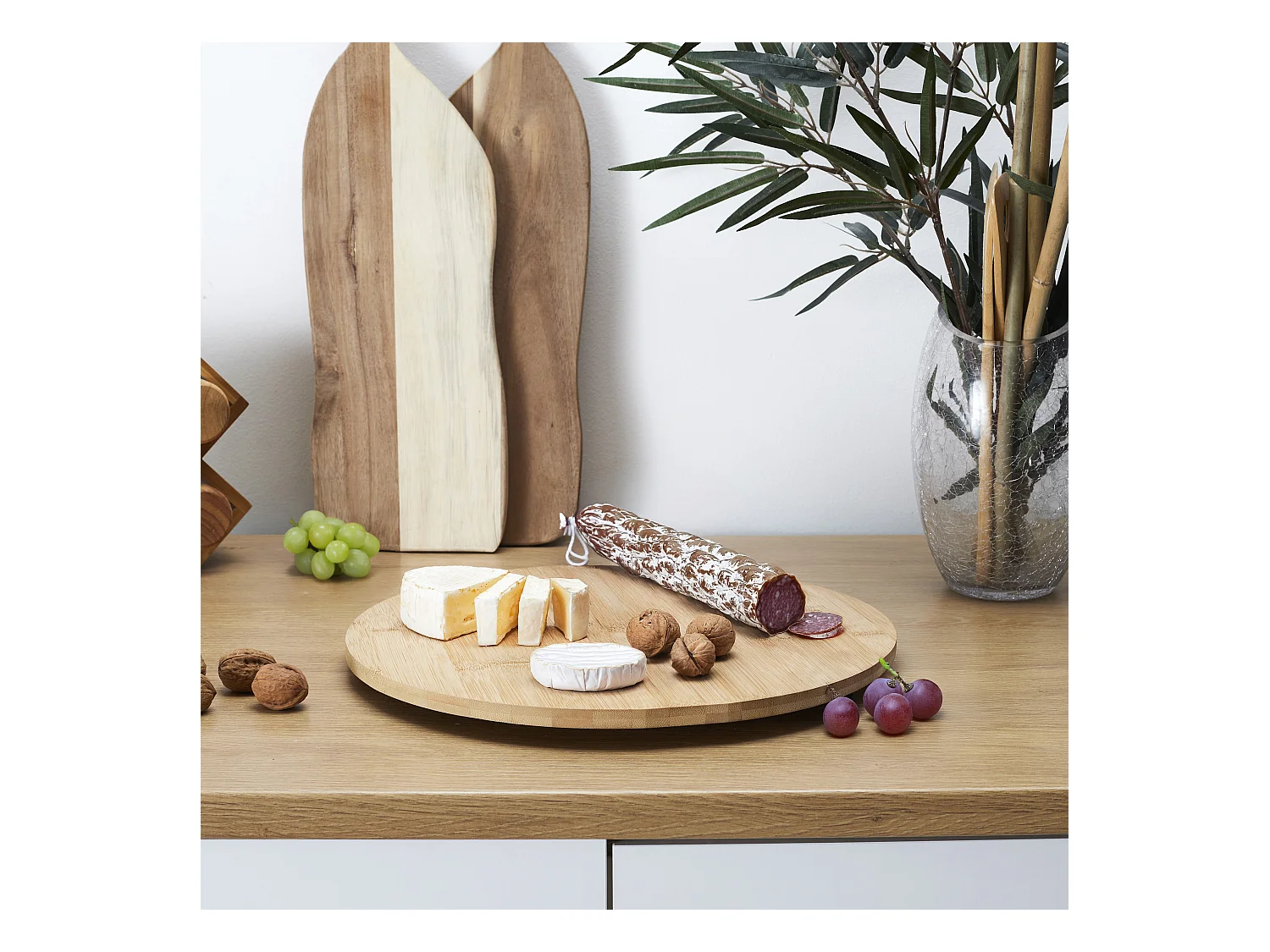 Runde Drehplatte aus Bambus "Green attitude"