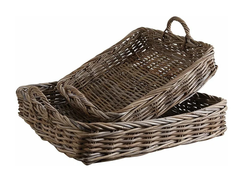 Plateaux en poelet gris (Lot de 2)