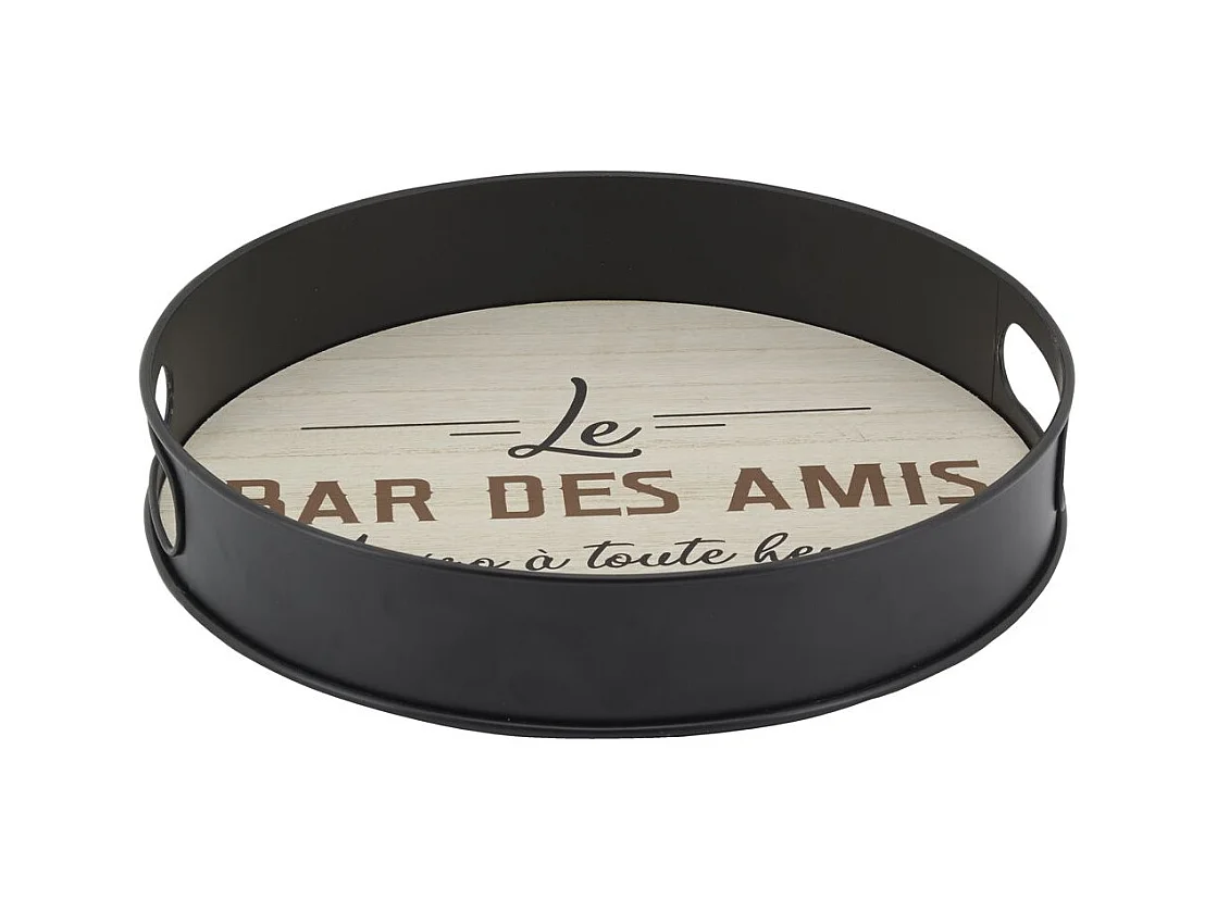 Plateau médium et métal noir Le bar des amis
