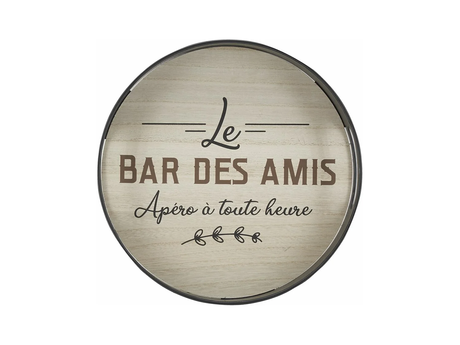 Plateau médium et métal noir Le bar des amis