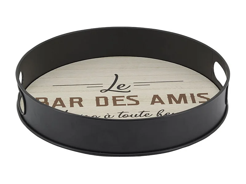 Plateau médium et métal noir Le bar des amis