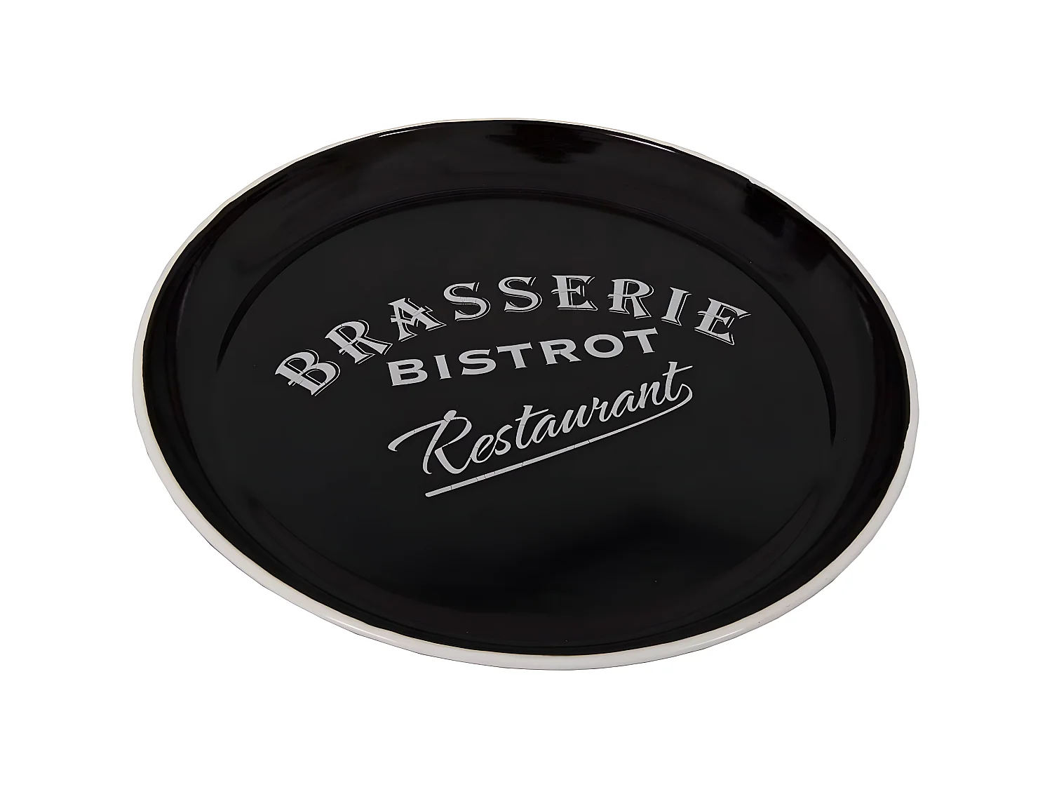 Vassoio rotondo in metallo "Brasserie - Bistrot" Nero