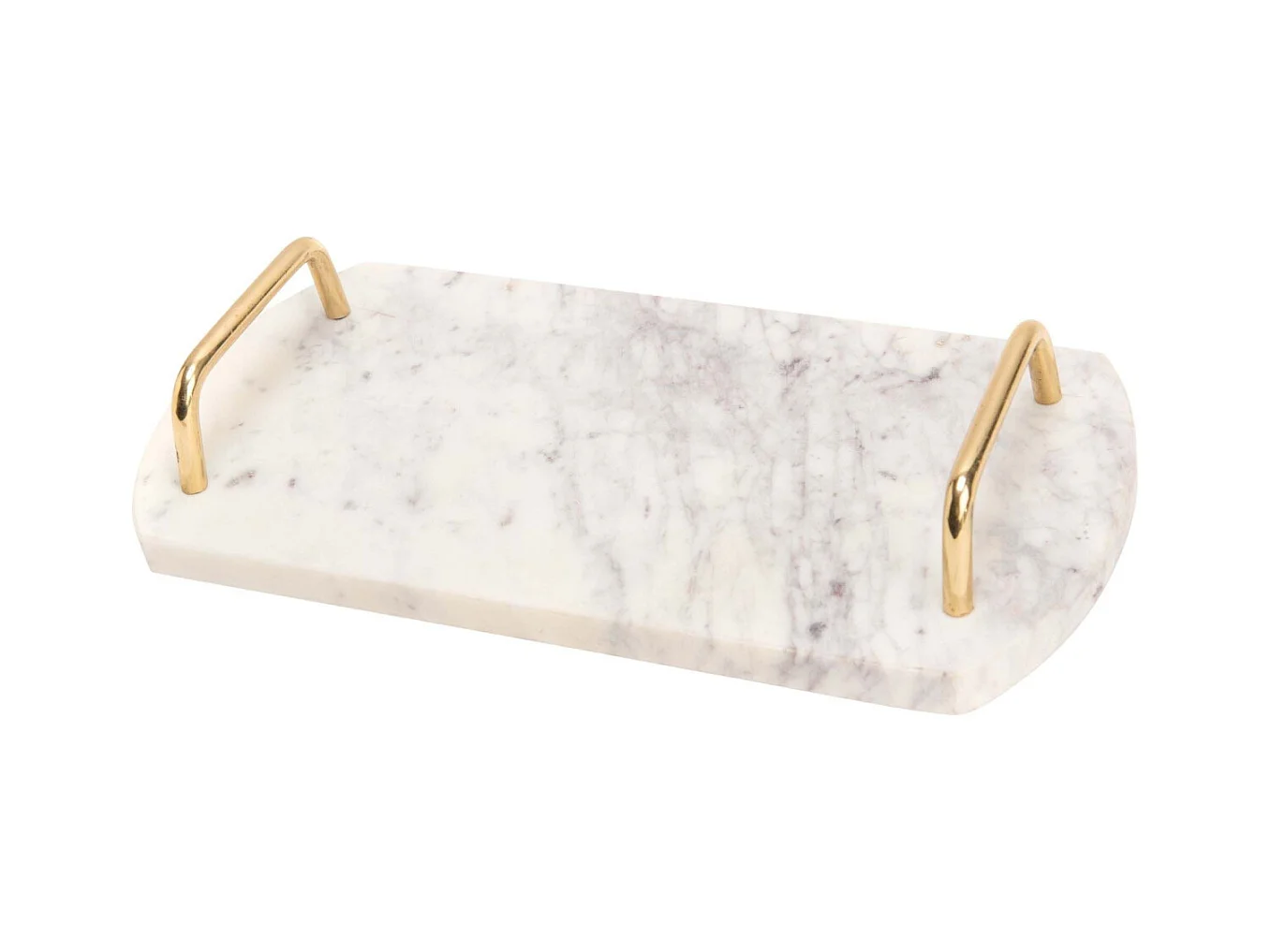 Plateau de service poignées en métal 30 x 15 cm Marbre blanc