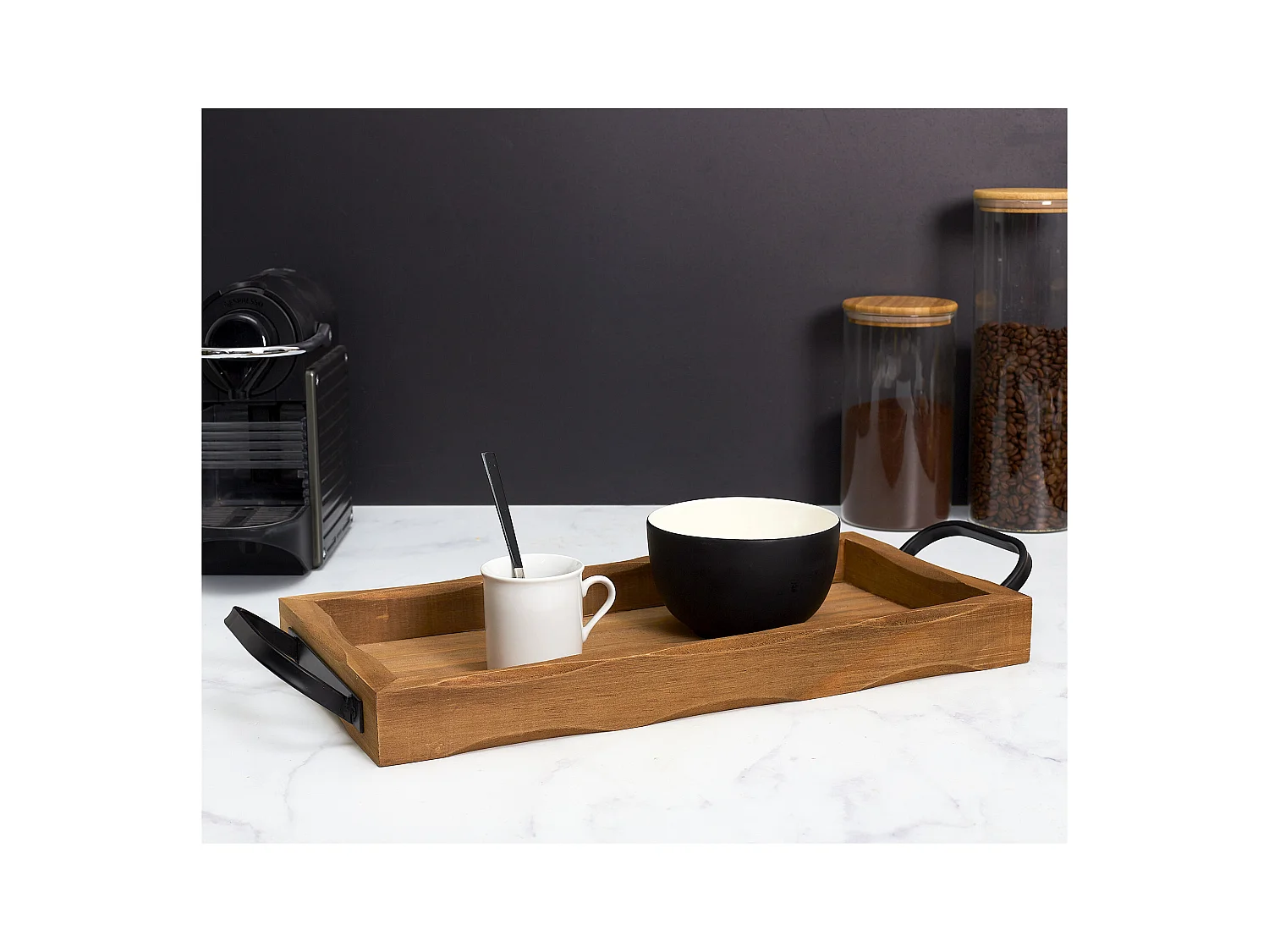 Plateau en MDF avec anses 39.5 x 30 x 7 cm Industriel