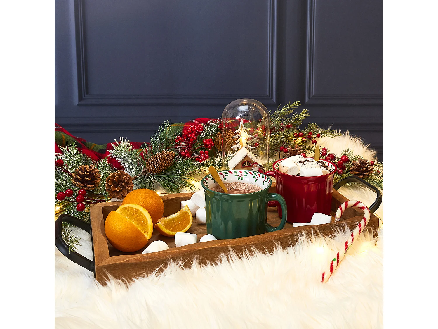 Plateau en MDF avec anses 39.5 x 30 x 7 cm Industriel