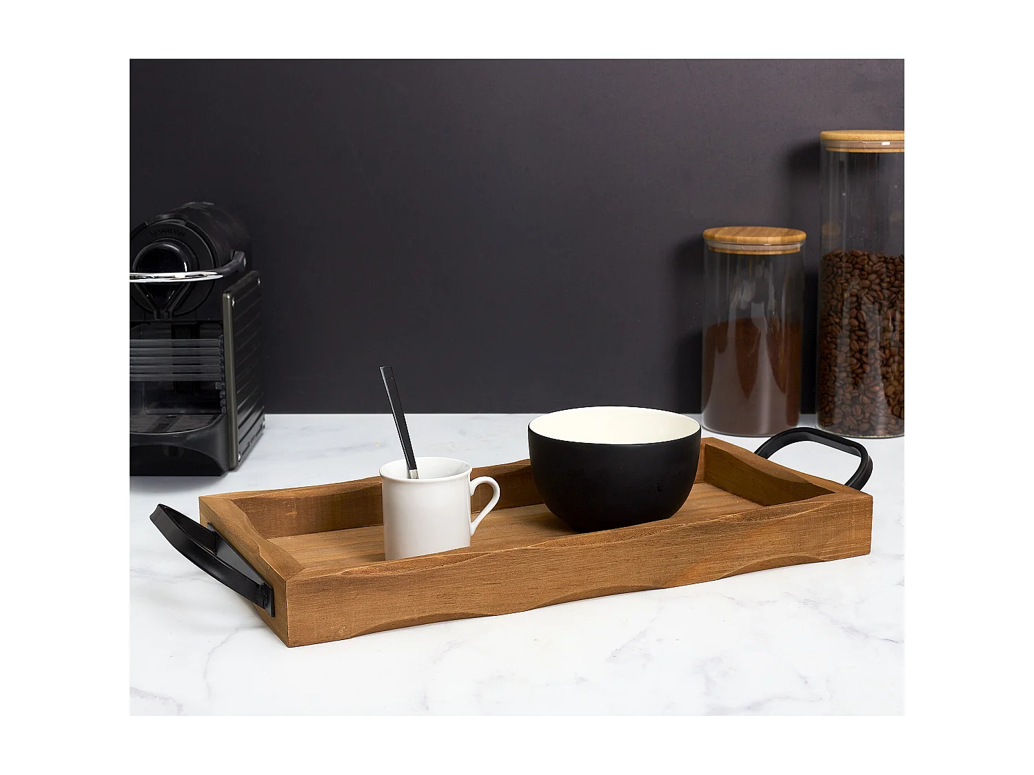 Plateau en MDF avec anses 39.5 x 30 x 7 cm Industriel