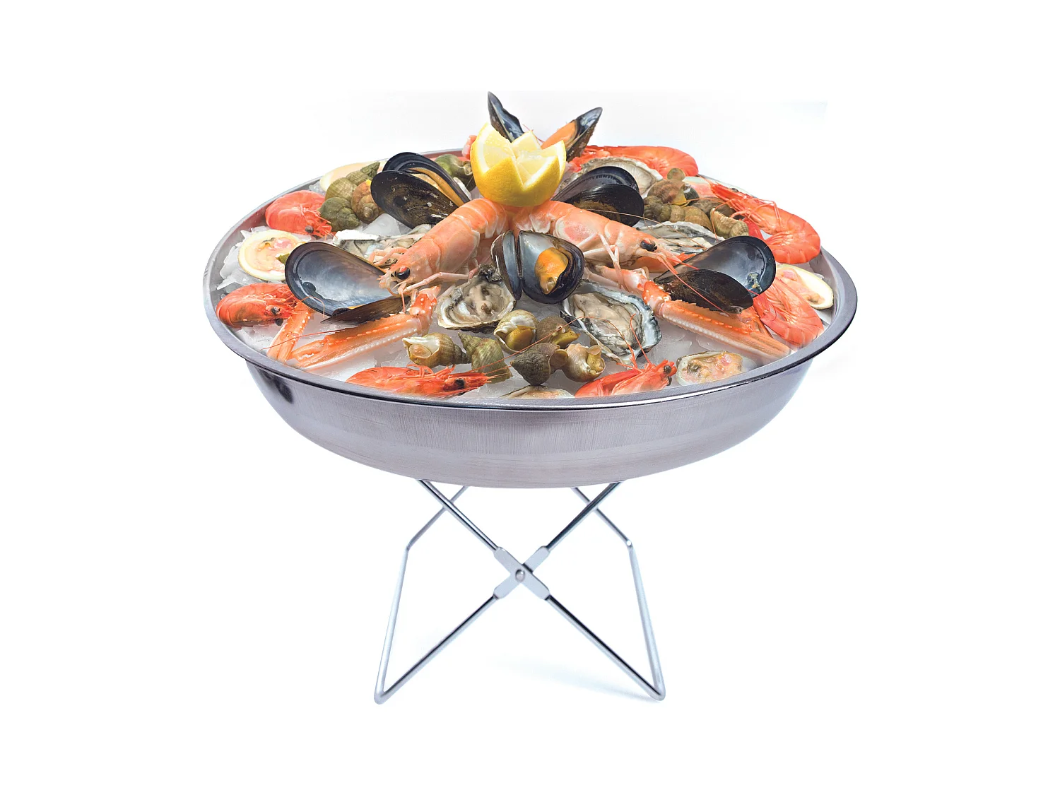 Servierteller mit Ständer und Austermesser