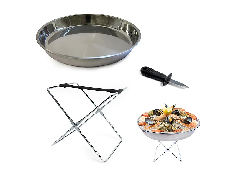 Vassoio con supporto e coltello per ostriche