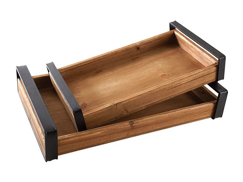 Plateaux modernes en bois (Lot de 2)