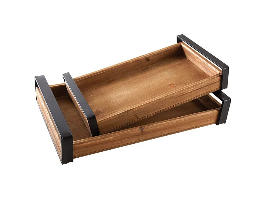 Plateaux modernes en bois (Lot de 2)