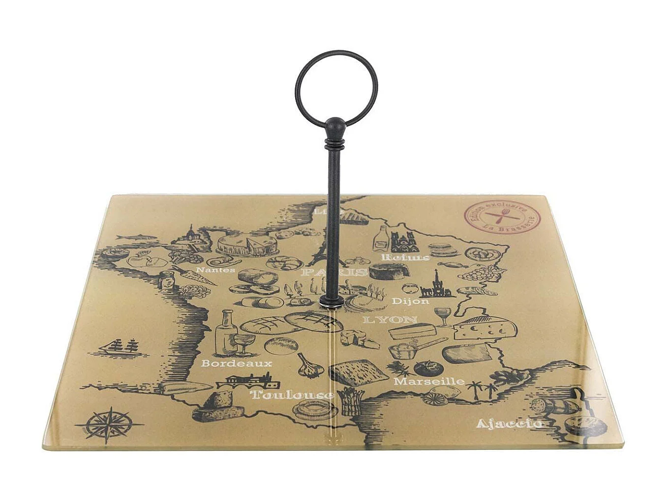 Plateau à fromages en verre Carte de France 30 cm