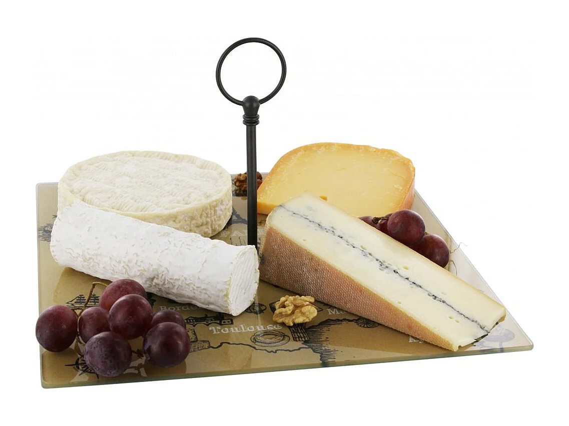 Plateau à fromages en verre Carte de France 30 cm