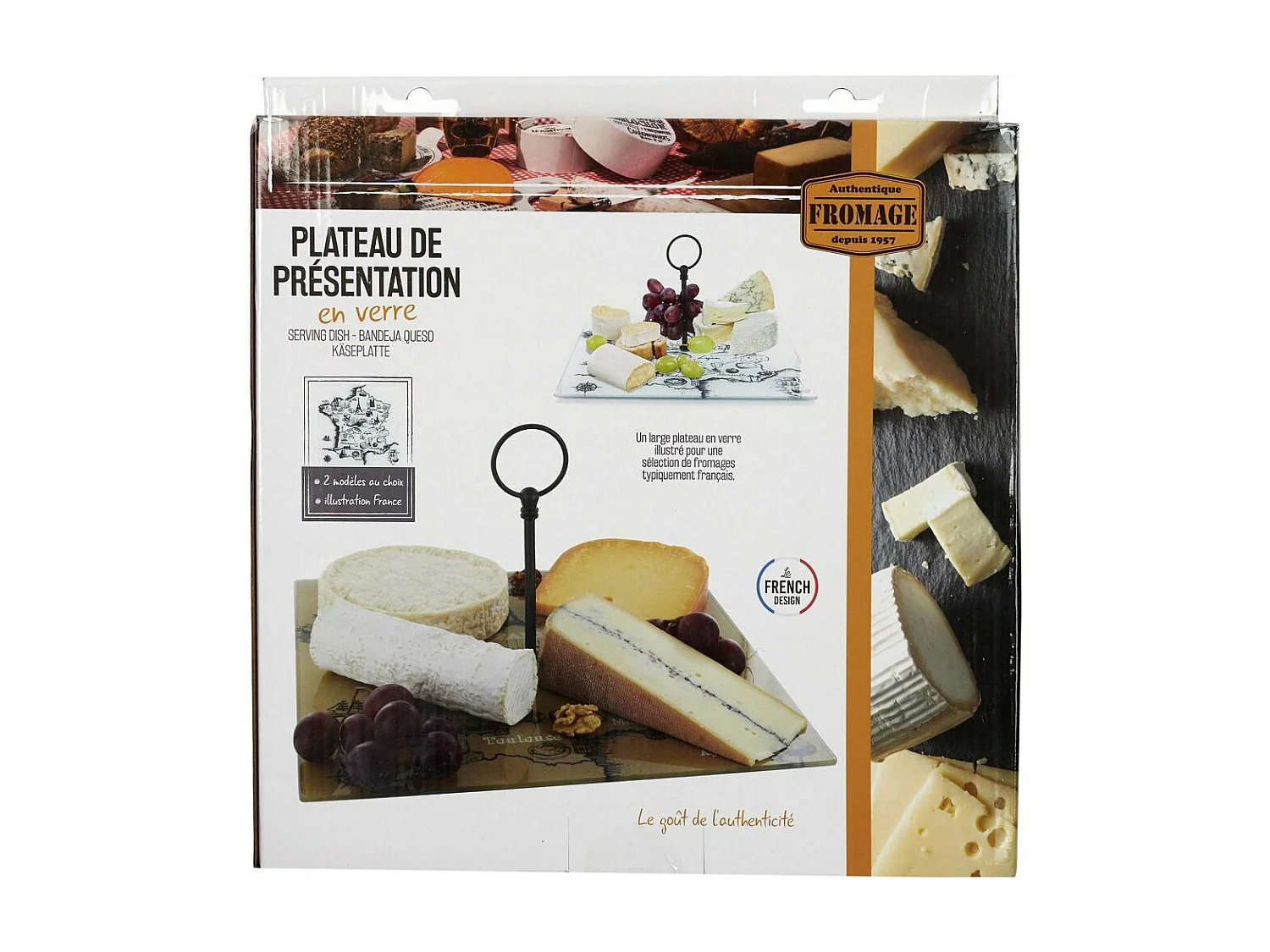 Plateau à fromages en verre Carte de France 30 cm