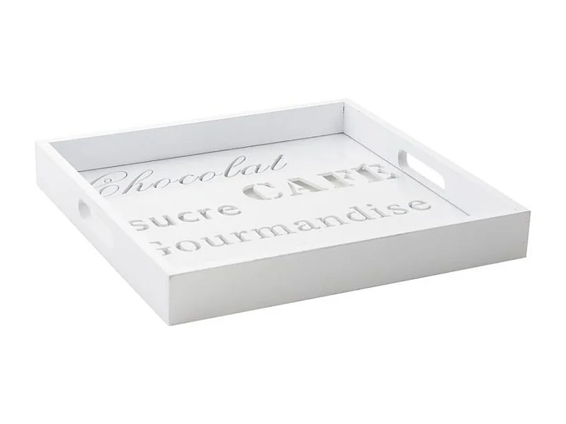 Plateau carré gourmandise en bois et verre