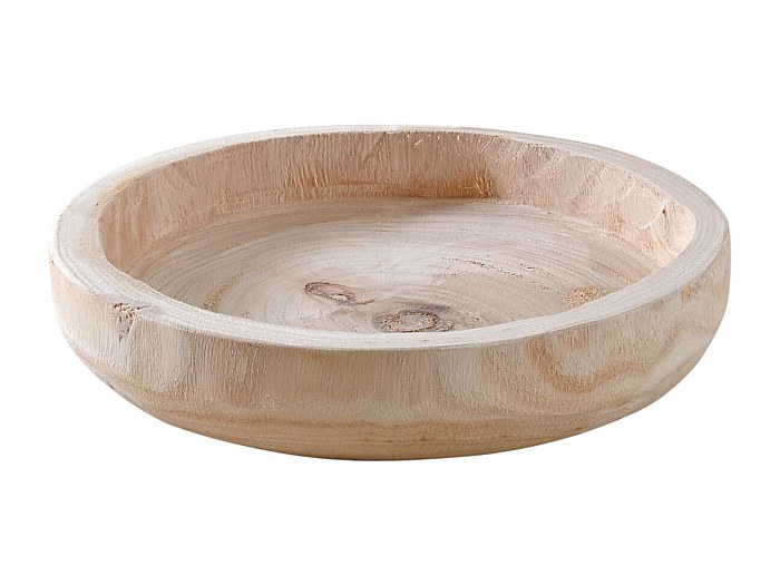 GUSTO CASA - Vassoio Tondo In Legno Di Paulownia 3 Piedi - H17 Cm X Di 27 Cm 635764