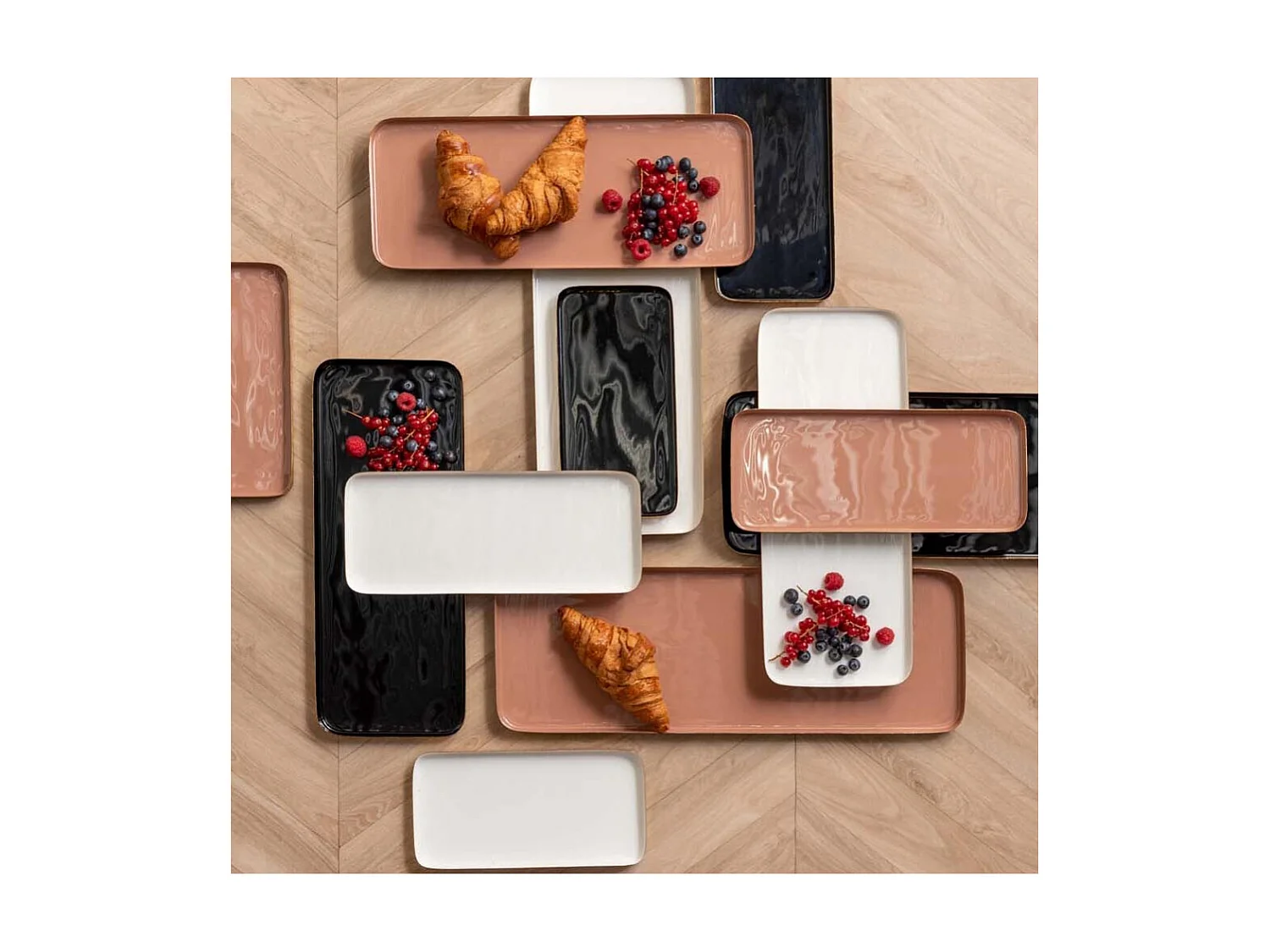 Plateau en métal Festive 41 x 16 cm Blanc