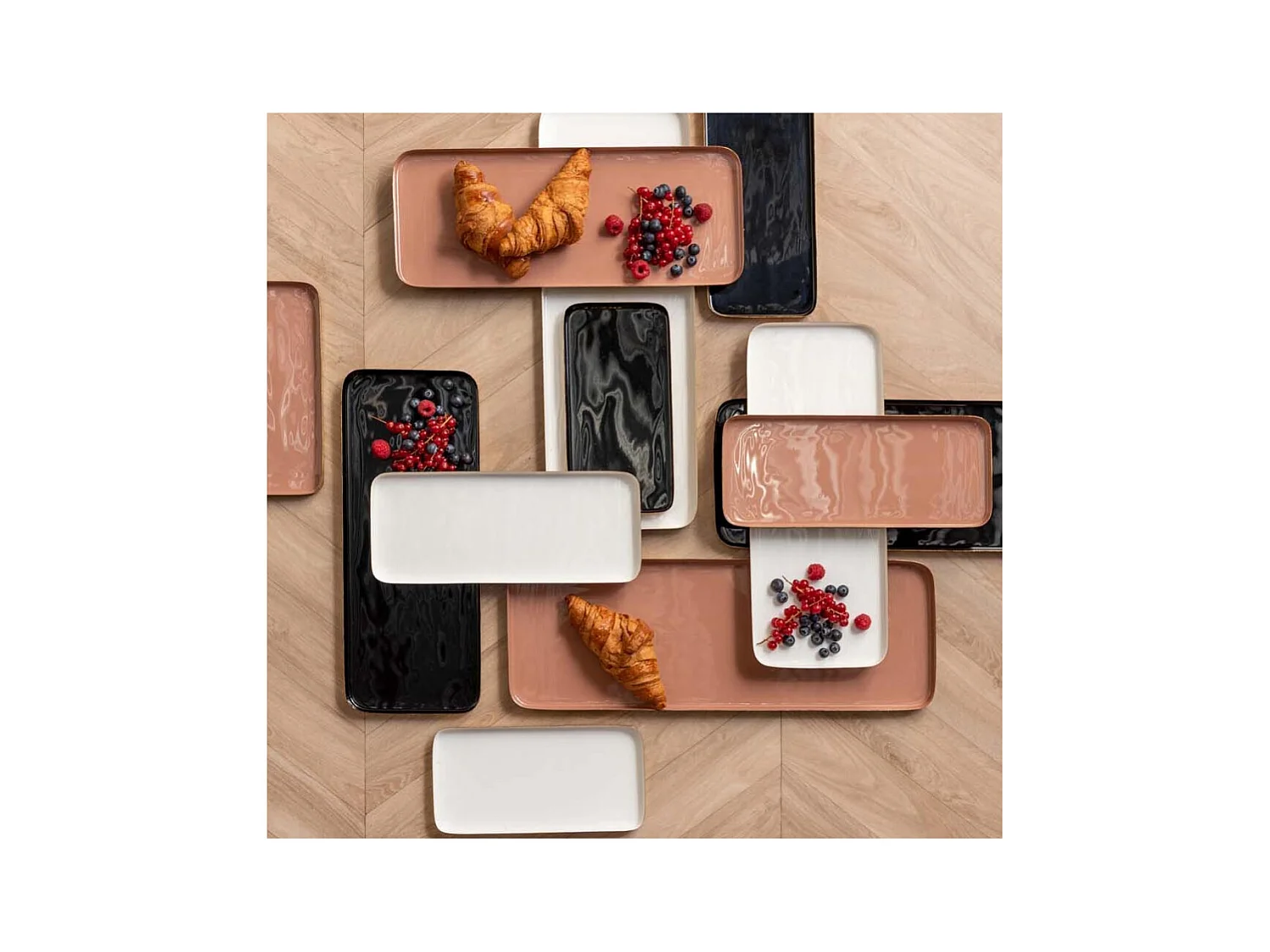 Plateau en métal Festive 41 x 16 cm Blanc