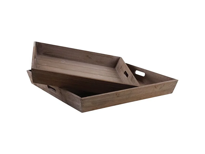 Plateaux carrés en bois (Lot de 2)
