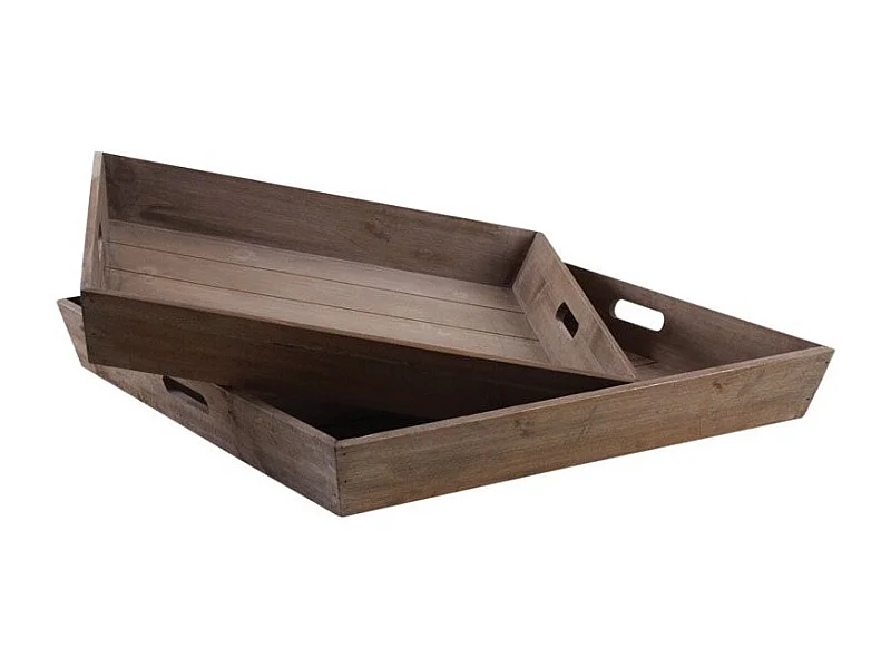 Plateaux carrés en bois (Lot de 2)