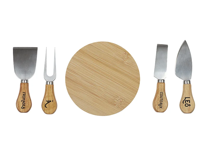 Coffret Fromages Couteau X4 Et Planche Marron