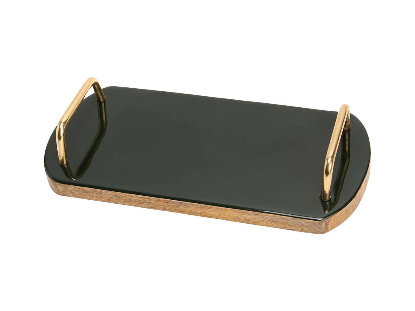 Servierplatte Metallgriffe 30 x 15 cm