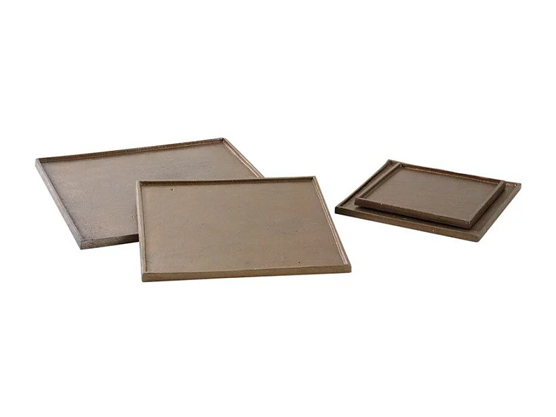Plateau en métal doré antique (Lot de 4) Carrée