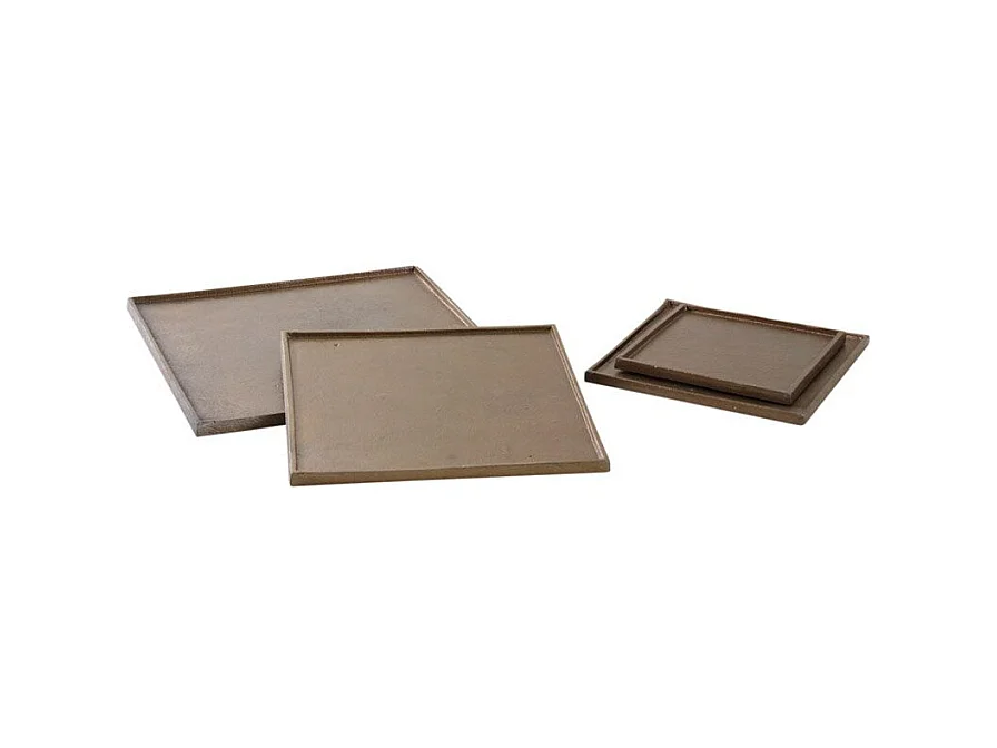Plateau en métal doré antique (Lot de 4) Carrée