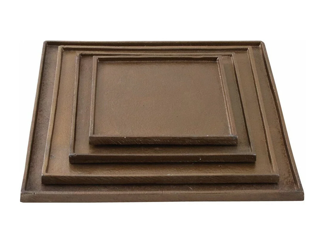 Plateau en métal doré antique (Lot de 4) Carrée