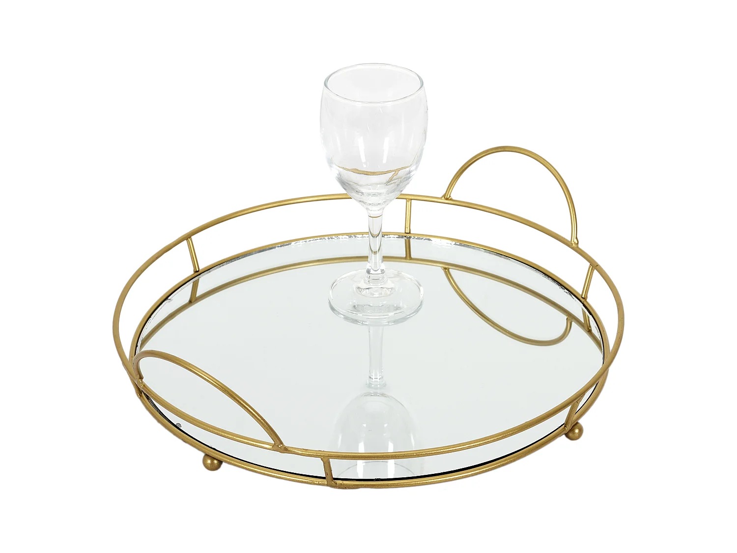 Plateau De Presentation Miroir 34cm Or