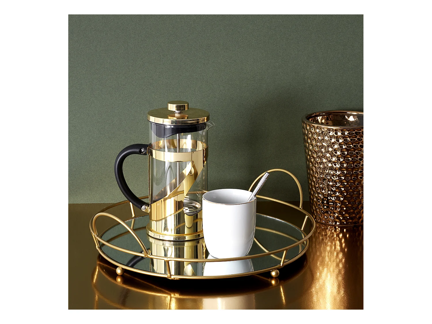 Plateau De Presentation Miroir 34cm Or