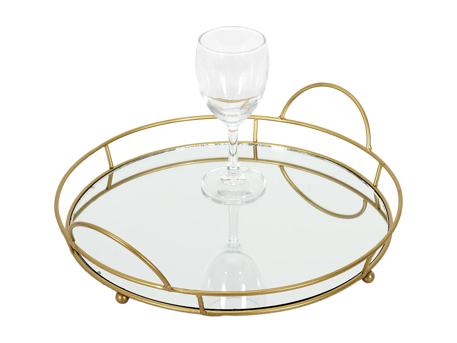 Plateau De Presentation Miroir 34cm Or