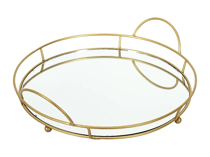 Plateau De Presentation Miroir 34cm Or