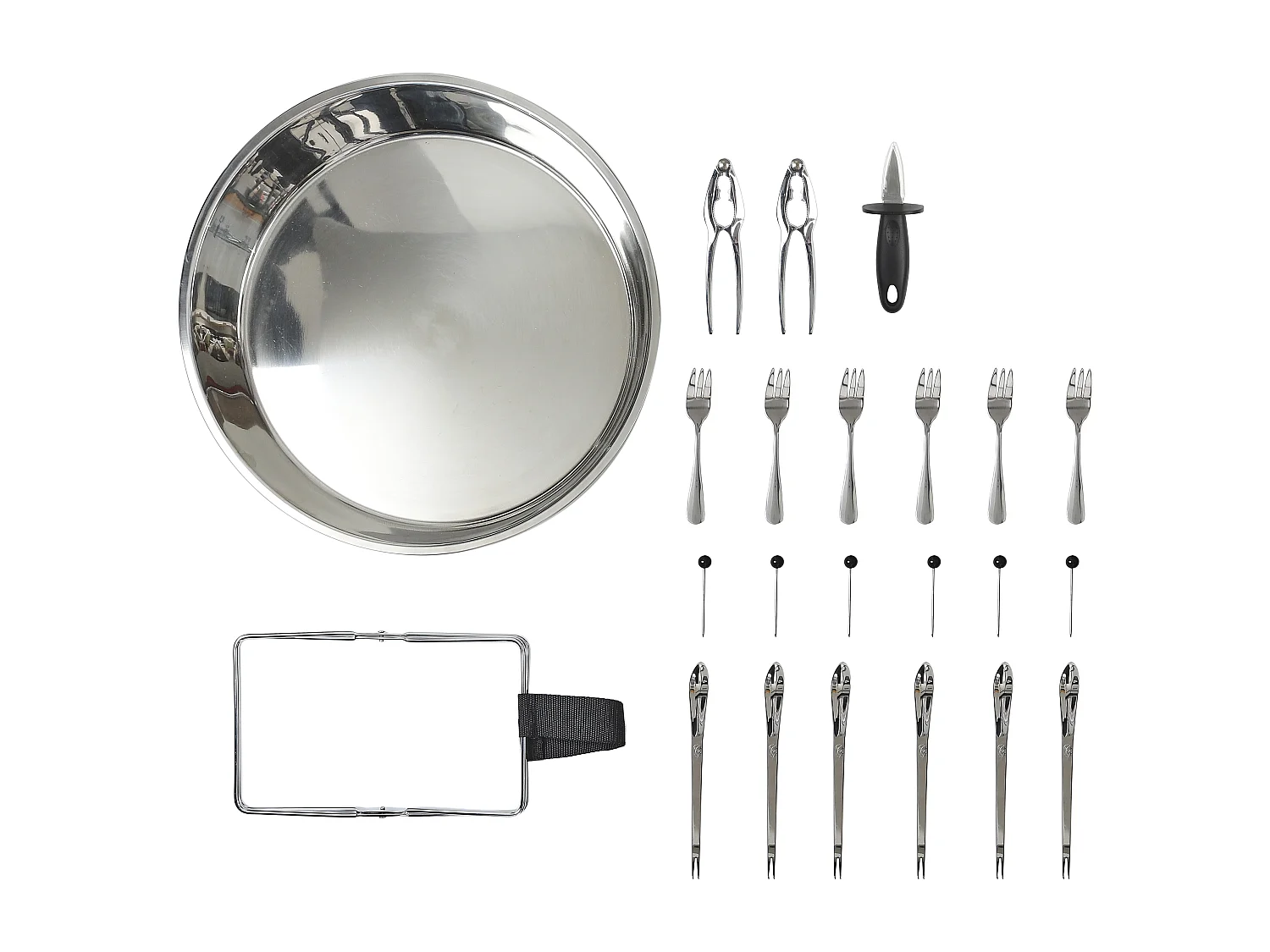 Plateau De Service Fruit De Mer 22 Accessoires Argent