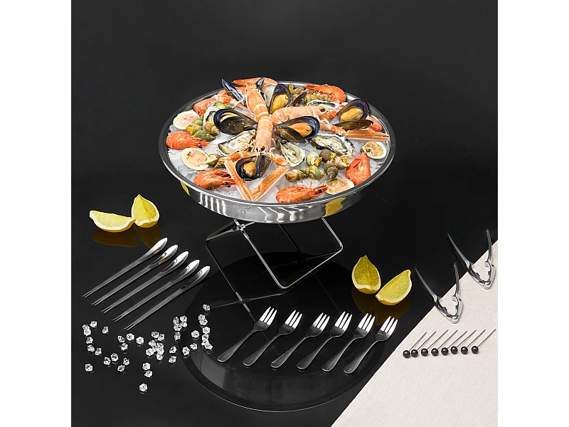 Plateau De Service Fruit De Mer 22 Accessoires Argent
