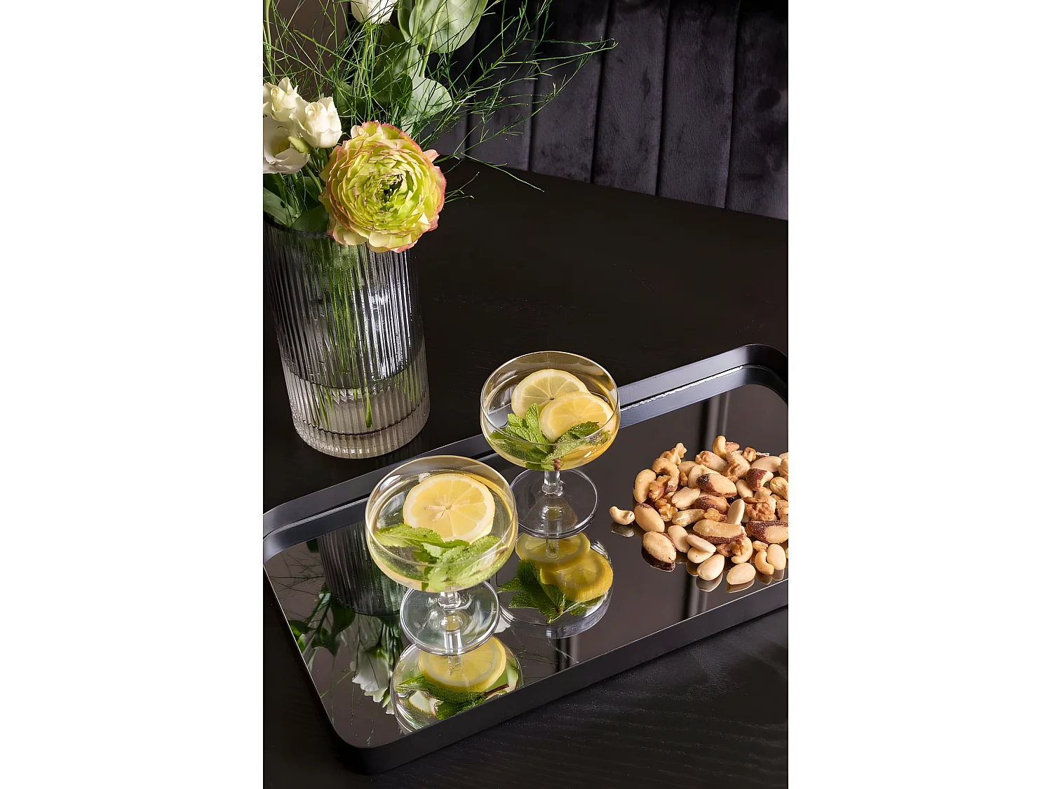 Plateau rectangulaire en verre Mirage