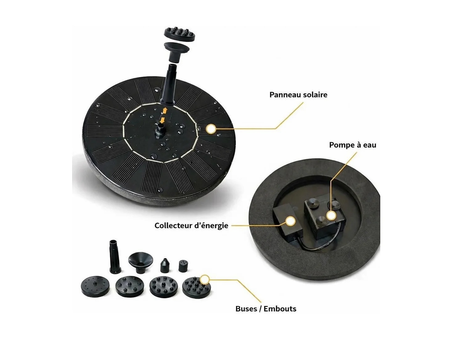 Fuente redonda de resina para exteriores alimentada por energía solar Fuente sola